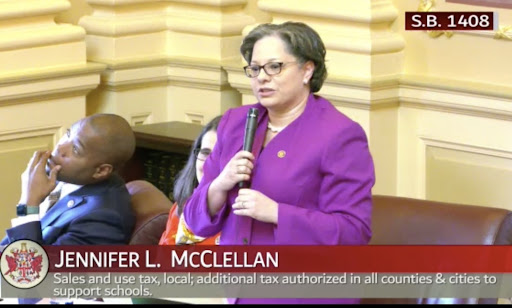 Jennifer McClellan speaking on the Senate floor about S.B. 1408 - Sales and use tax, local; additional tax authorized in all counties & cities to support schools