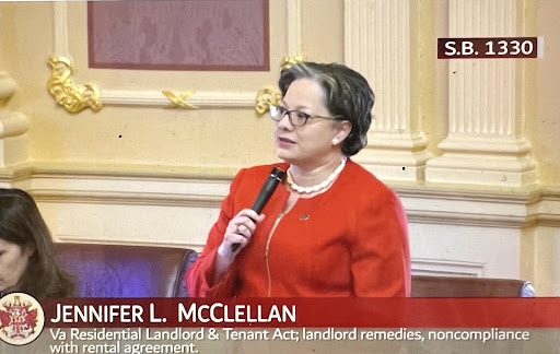 Jennifer L. McClellan speaking on the Senate floor about S.B. 1330 - VA Residential Landlord & Tenant Act; landlord remedies, noncompliance with rental agreement